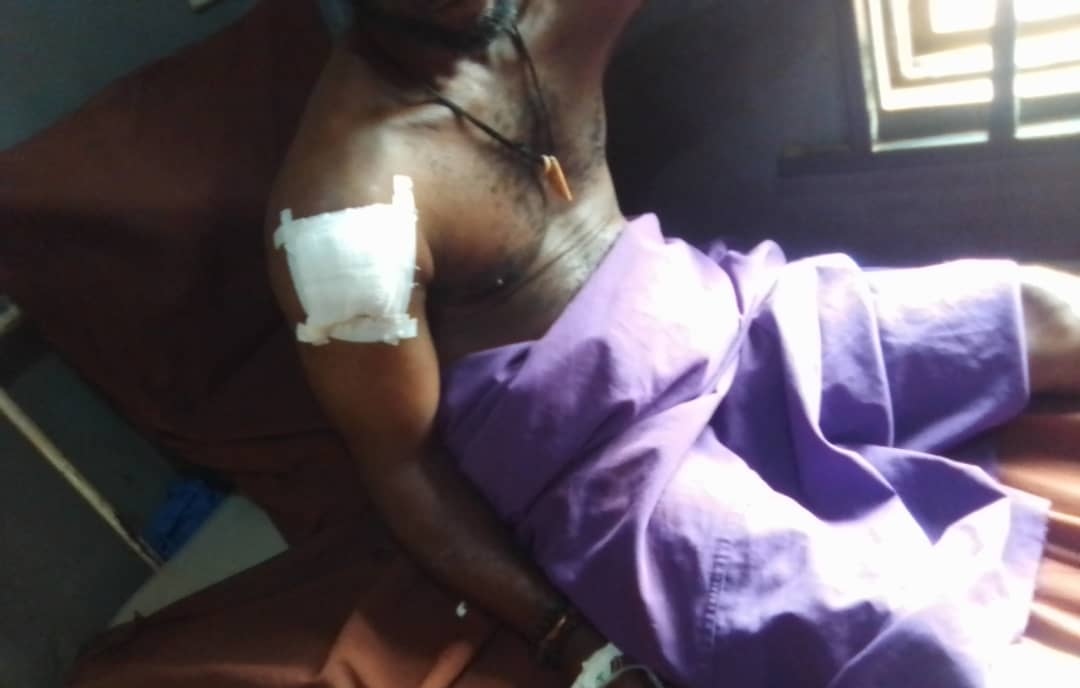 A member of the vigilantee group injured during the alleged attack by the soldiers